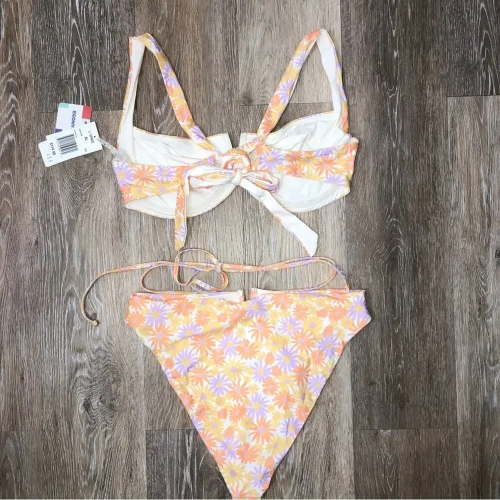 L*Space Bikini Swimsuit Camellia Top Joy Bottom Bitsy in Oopsie Daisy XL NWT